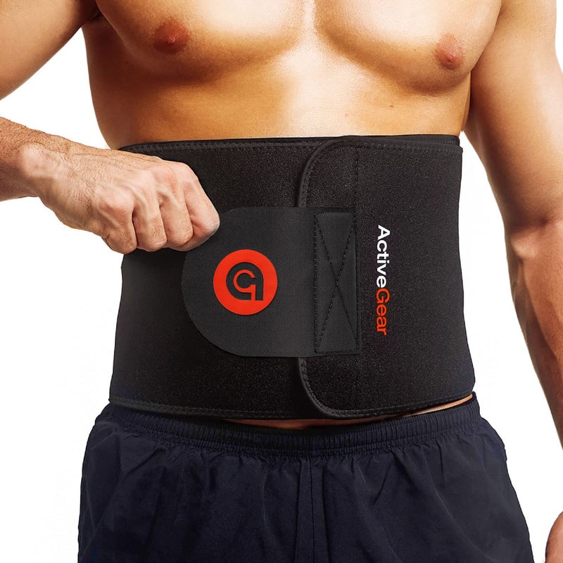 ActiveGear Waist Trimmer Belt for Stomach and Back Lumbar Support, Medium: 8"" x 42"" - Red - Image 1